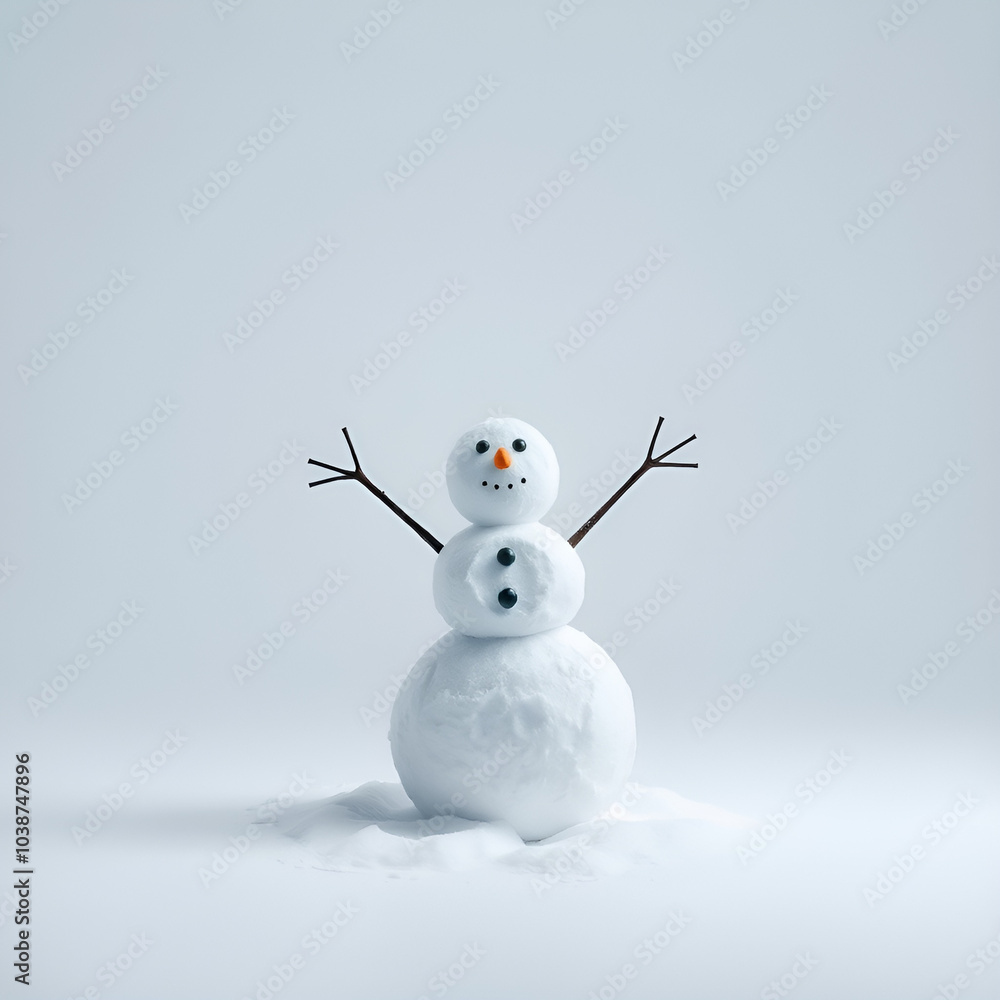 cute snowman on minimal background, simple style cute snowman on minimal background, simple style
