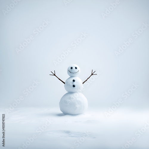 cute snowman on minimal background, simple style 