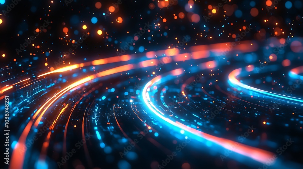 Vibrant Neon Light Trails with Abstract Effects Vibrant Neon Light Trails with Abstract Effects