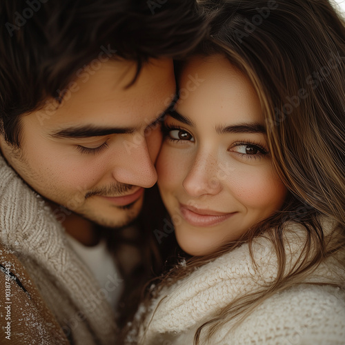 A close embrace between a couple enjoying a sunset, symbolizing affection and connection, perfect for commercial use in wedding, engagement, and relationship-themed content. Commercial