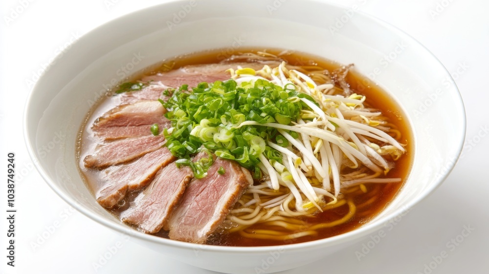 Delicious Bowl of Noodle Soup with Fresh Toppings Delicious Bowl of Noodle Soup with Fresh Toppings