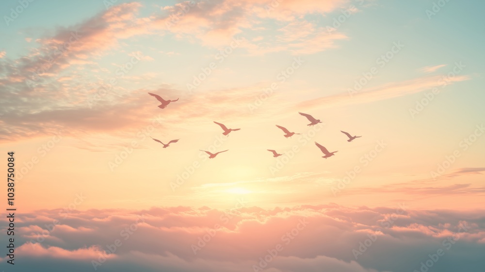A serene sky with soaring birds symbolizes growth and hope, inspiring dreams toward a bright horizon. A serene sky with soaring birds symbolizes growth and hope, inspiring dreams toward a bright horizon.