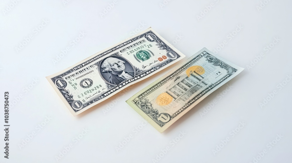 Money Rain: Dollar and Euro Bills on White Money Rain: Dollar and Euro Bills on White