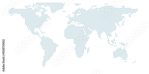 Dotted world map. The vector halftone circles that form the world map