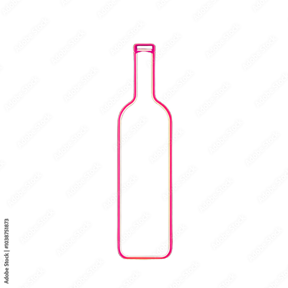 Bold neon wine bottle frame with glowing bright lines forming the bottles silhouette isolated on a transparent background Bold neon wine bottle frame with glowing bright lines forming the bottles silhouette isolated on a transparent background