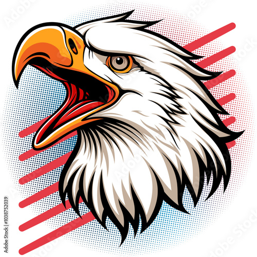 Wallpaper Mural Bold Bald Eagle - Patriotic American Pride - Eagle head on the background of the American flag. Vector illustration Torontodigital.ca