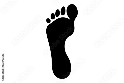 Footprint, silhouette, foot, toes, sole, barefoot, podiatry, orthopedics, stride, gait, walking, stepping, imprint, track, trace, mark, impression, shape, outline, human, anatomy, body part, black, wh