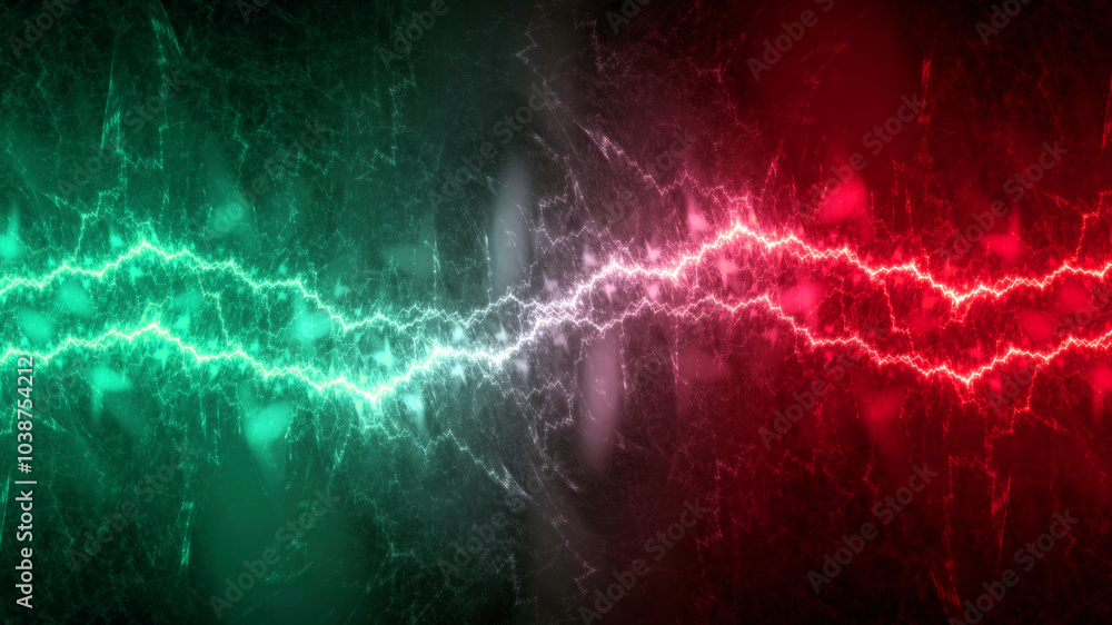 Fototapeta premium Red and red blue electrical lightning background
