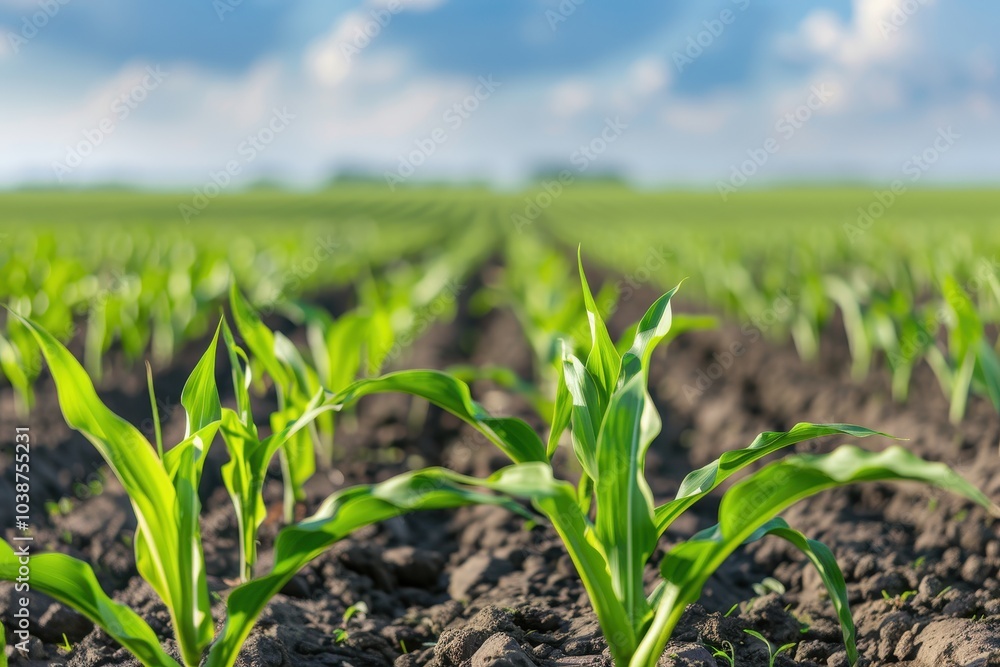 Field of genetically engineered crops demonstrating hybrid vigor and improved yield, illustrating the impact of plant biotechnology, agronomy, and food security on modern agriculture Field of genetically engineered crops demonstrating hybrid vigor and improved yield, illustrating the impact of plant biotechnology, agronomy, and food security on modern agriculture