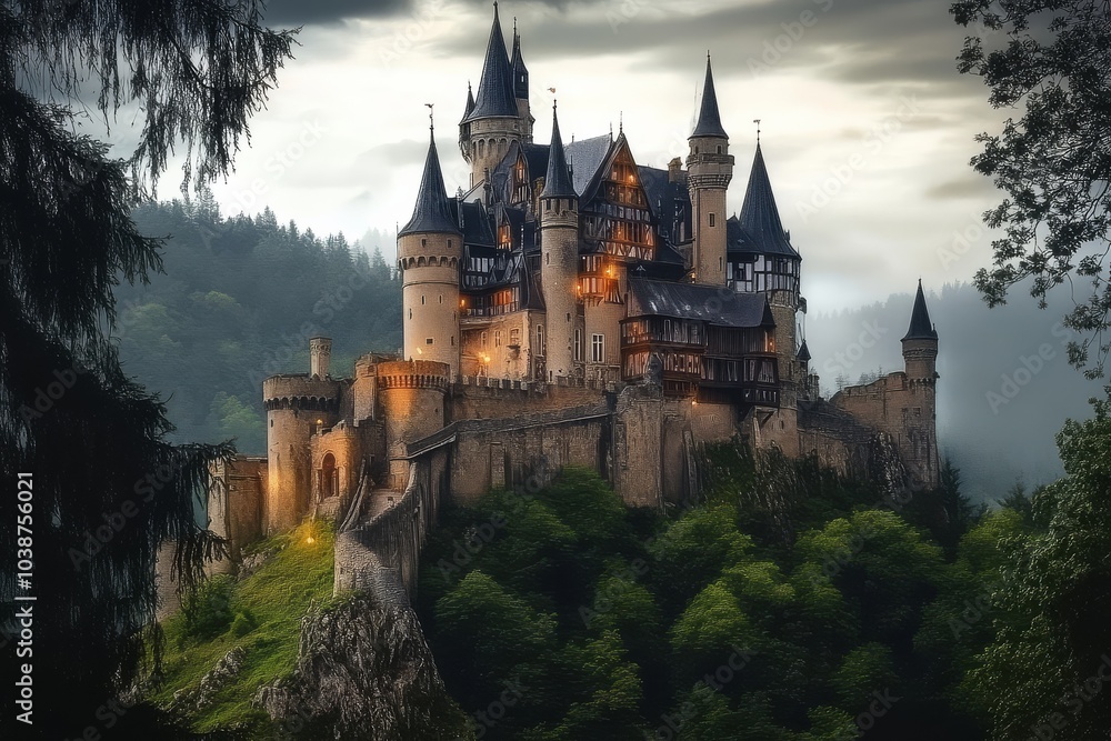 Enchanting castle structure reminiscent of classic fairy tales. Enchanting castle structure reminiscent of classic fairy tales.
