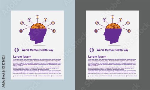 Simple flat victor World Mental Health Day design