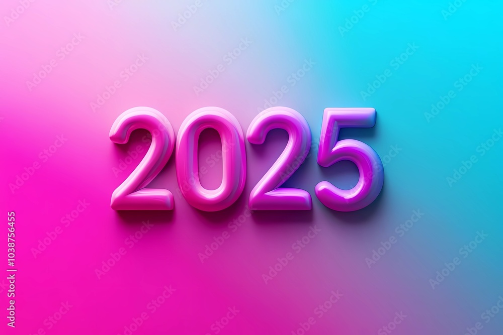 2025 New Year Concept 3D Pink Numbers on Vibrant Gradient Background with Pink and Blue Lighting 2025 New Year Concept 3D Pink Numbers on Vibrant Gradient Background with Pink and Blue Lighting