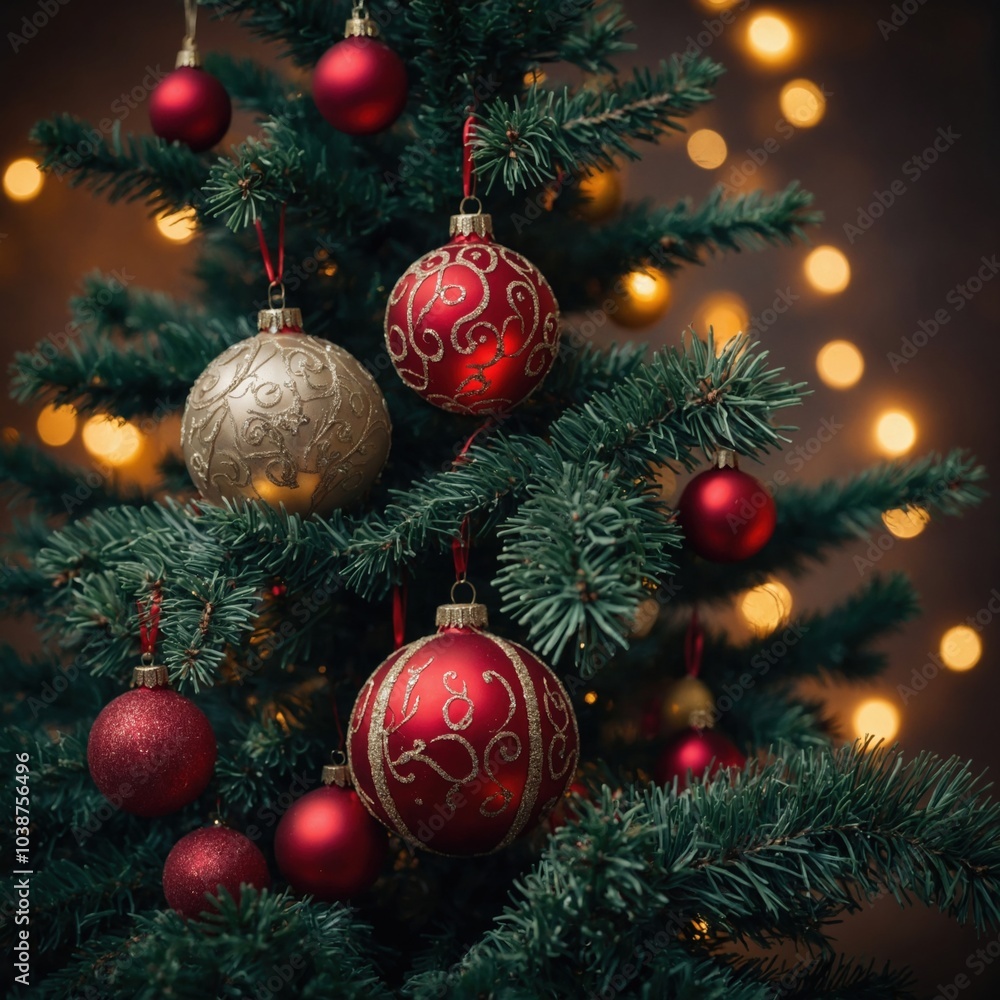 Beautiful new year’s toys fill the tree Beautiful new year’s toys fill the tree