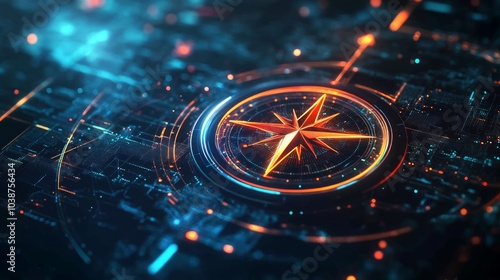 Wallpaper Mural A glowing compass symbol embedded within a futuristic digital circuit board. Torontodigital.ca