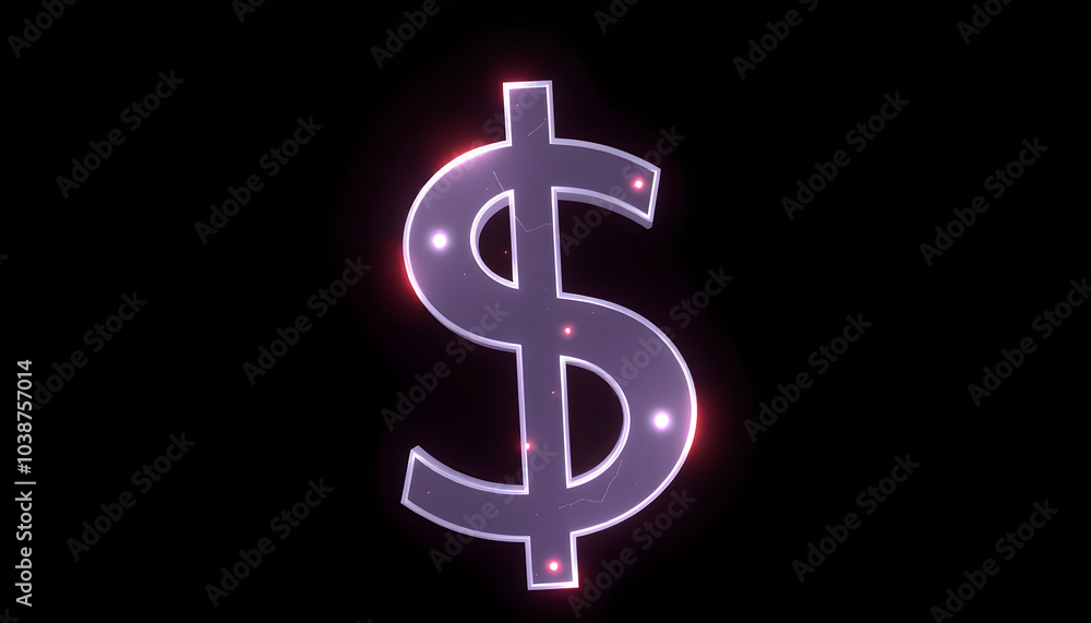 Glowing Dollar Sign with Abstract Digital Elements on Dark Background. 3D Rendering isolated with white highlights, png Glowing Dollar Sign with Abstract Digital Elements on Dark Background. 3D Rendering isolated with white highlights, png