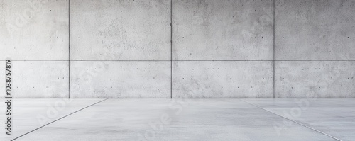 Panel kuchenny z motywem A minimalist concrete wall and floor combination showcasing a modern, industrial aesthetic with a clean design.