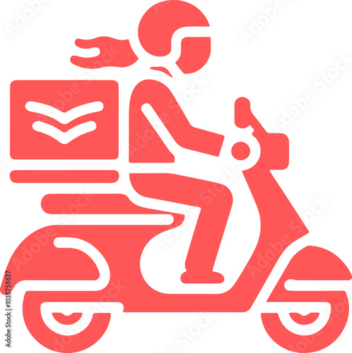 Delivery Girl icon with bike food box vector art image.eps