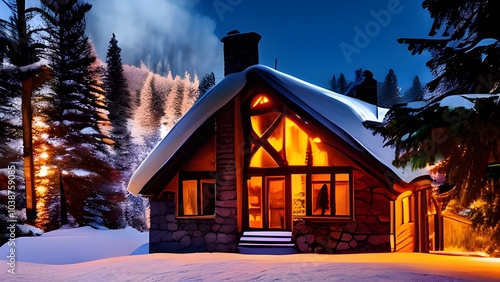 Winter Cabin Snow Winter Season Snow