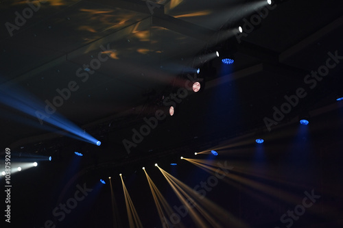 light, night, spotlight, stage, design, concert, technology, music, projector, lamp, club, 3d, space, digital, blue, show, party, business, illustration, dark, theater, interior, bright, disco, art photo