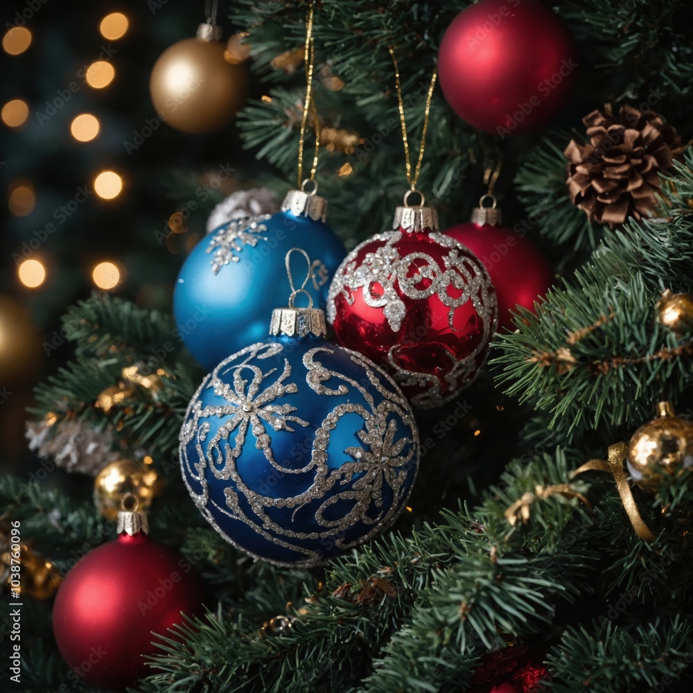 Beautiful ornaments create a magical tree Beautiful ornaments create a magical tree