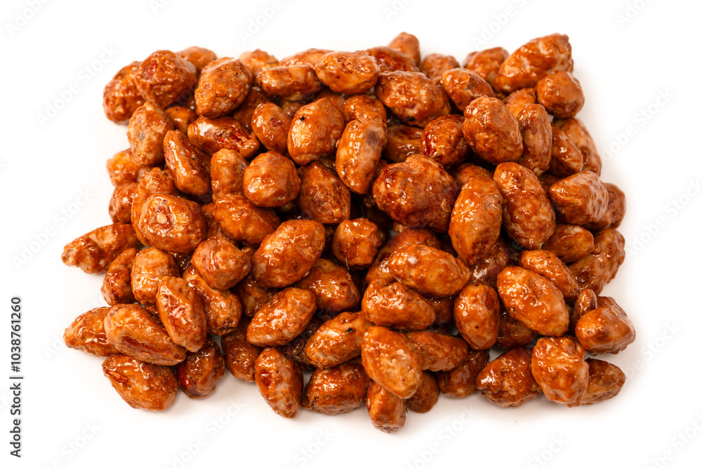 Tasty sweet roasted peanuts isolated on a white background. Tasty sweet roasted peanuts isolated on a white background.