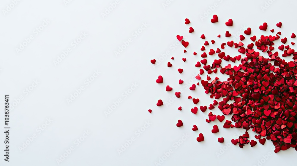 Red Heart Confetti on a Clean White Background Generative AI Red Heart Confetti on a Clean White Background Generative AI