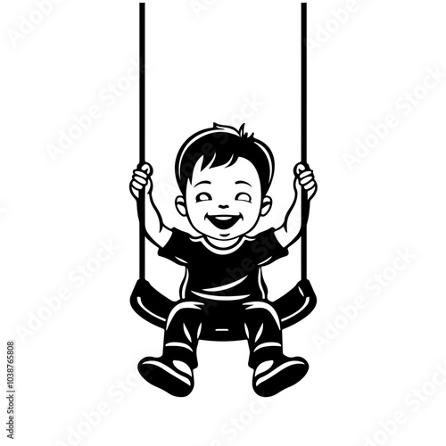 Boy having fun on swing