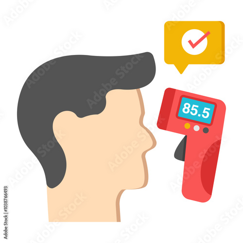 An editable design icon of temperature checking 

