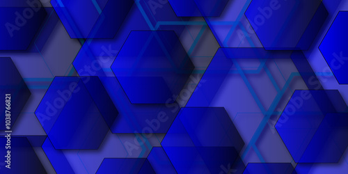 Dark Blue, vector pattern with colorful hexagons. hexagonal abstract technology background. Vector Illustration. Innovation medicine, science, technology or higher intelligence design. 