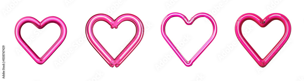 A collection of pink heart-shaped balloons isolated on a transparent background, ideal for Valentine's Day or romantic celebrations A collection of pink heart-shaped balloons isolated on a transparent background, ideal for Valentine's Day or romantic celebrations