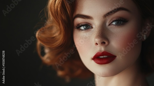 Wallpaper Mural Elegant Portrait of Woman with Red Lipstick Torontodigital.ca