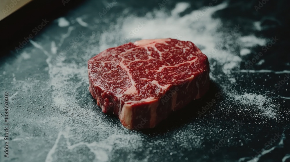 Wagyu beef steak with visible marbling, focusing on the premium quality Wagyu beef steak with visible marbling, focusing on the premium quality