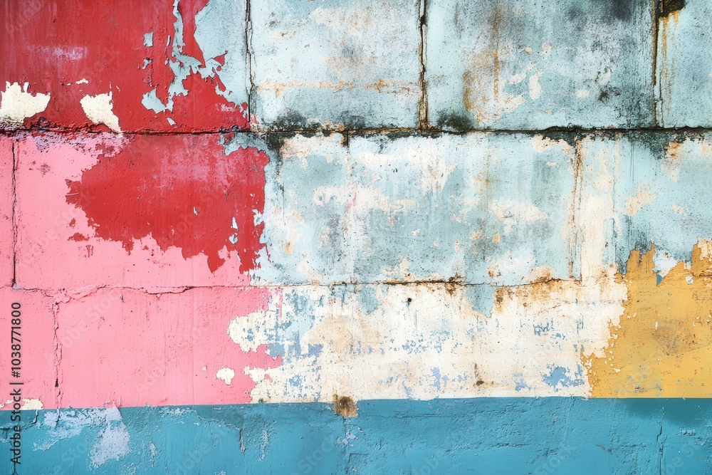 Distressed Abstract Grunge Wall with Colorful Texture Distressed Abstract Grunge Wall with Colorful Texture