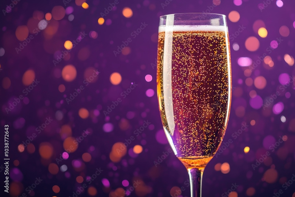 Elegant Champagne Flute Against Vibrant Bokeh Background Sparkling Celebration Elegant Champagne Flute Against Vibrant Bokeh Background Sparkling Celebration