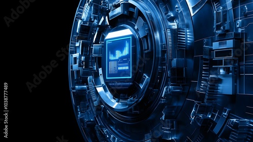 a poster for technology theme, a blue technological background