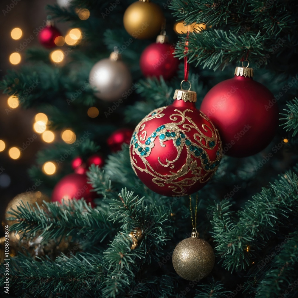 Bright decorations enhance the charm of the tree Bright decorations enhance the charm of the tree