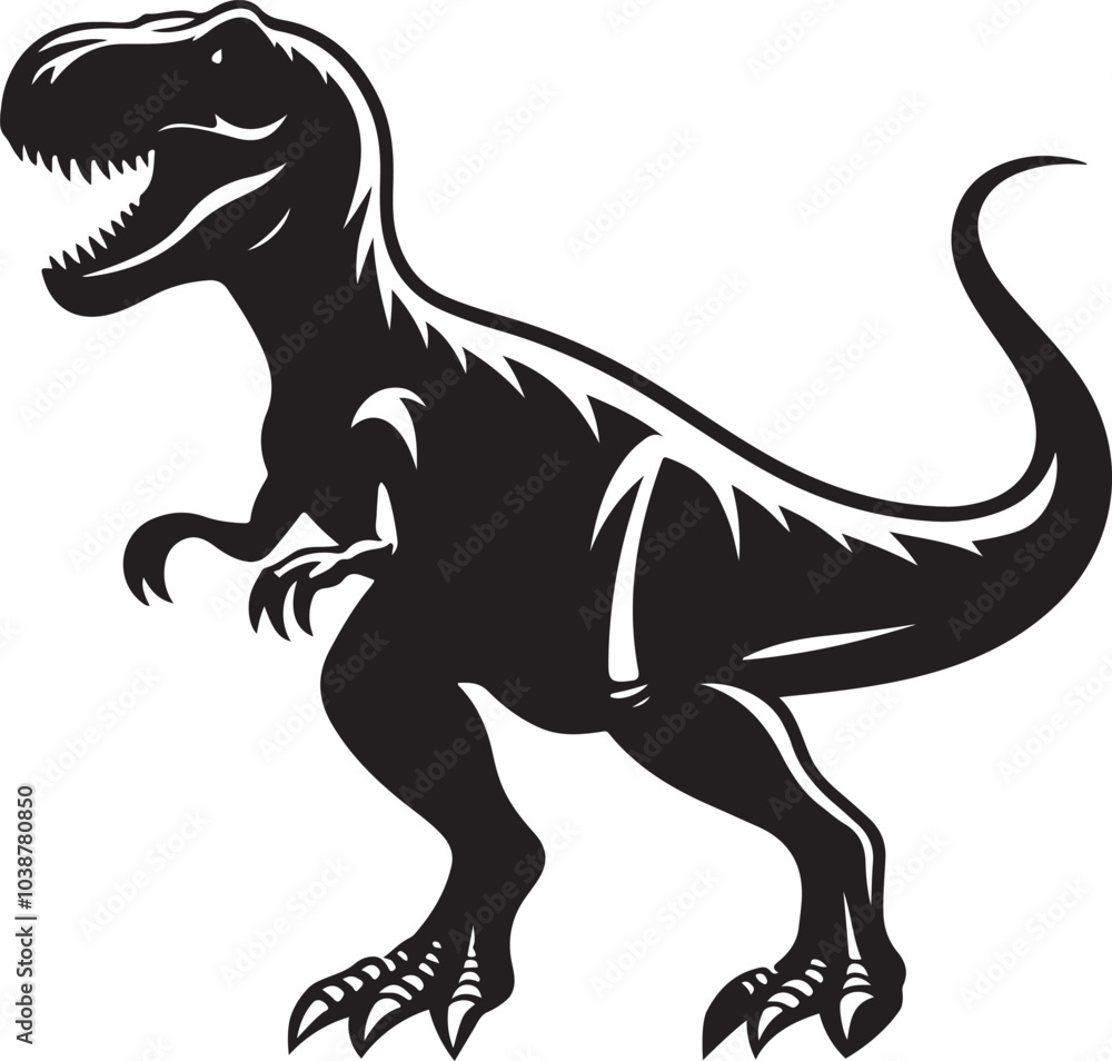 T-Rex silhouette vector art on white background T-Rex silhouette vector art on white background