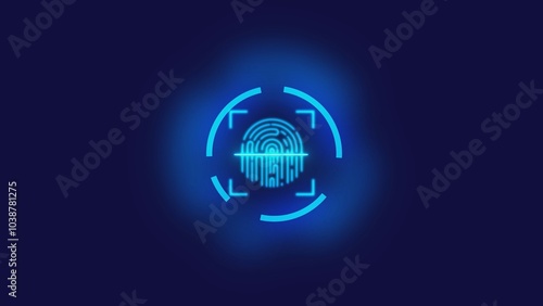 Wallpaper Mural neon fingerprint icon glowing against a black background. Torontodigital.ca