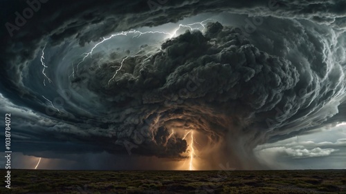 In the eye of a raging storm, swirling winds and ominous clouds V4