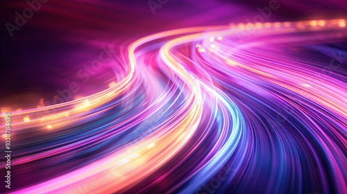 A colorful, swirling line of light that appears to be moving