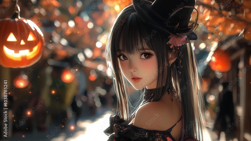 Fototapeta premium コスプレをしたリアルアニメ調の日本人美女