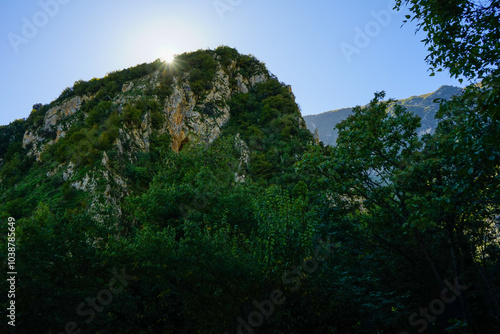 Filtering sunlight over a mountain in Abruzzo, Italy