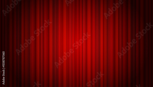 Modern red curtain background, closed mockup banner of theatre curtains on stage