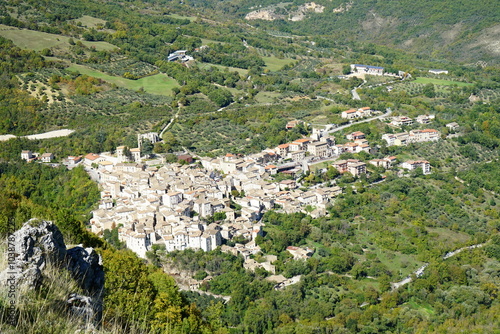 Anversa degli Abruzzi village from above, Abruzzo, Italy photo