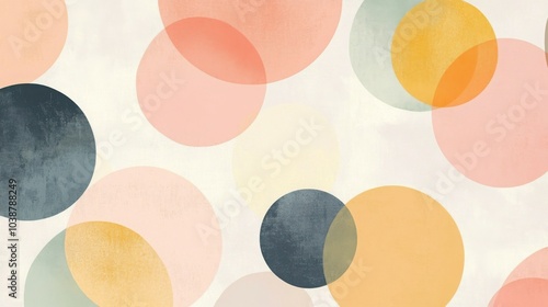 Wallpaper Mural Overlapping circles in soft pastel colors on a light background, creating a sense of rhythm and calm Torontodigital.ca