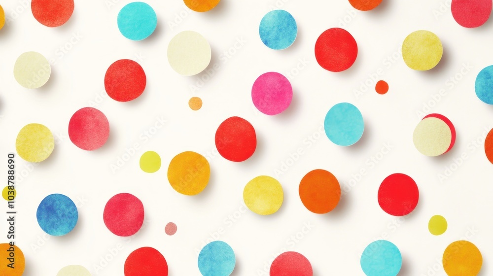 A colorful arrangement of circular shapes on a light background, creating a playful design.