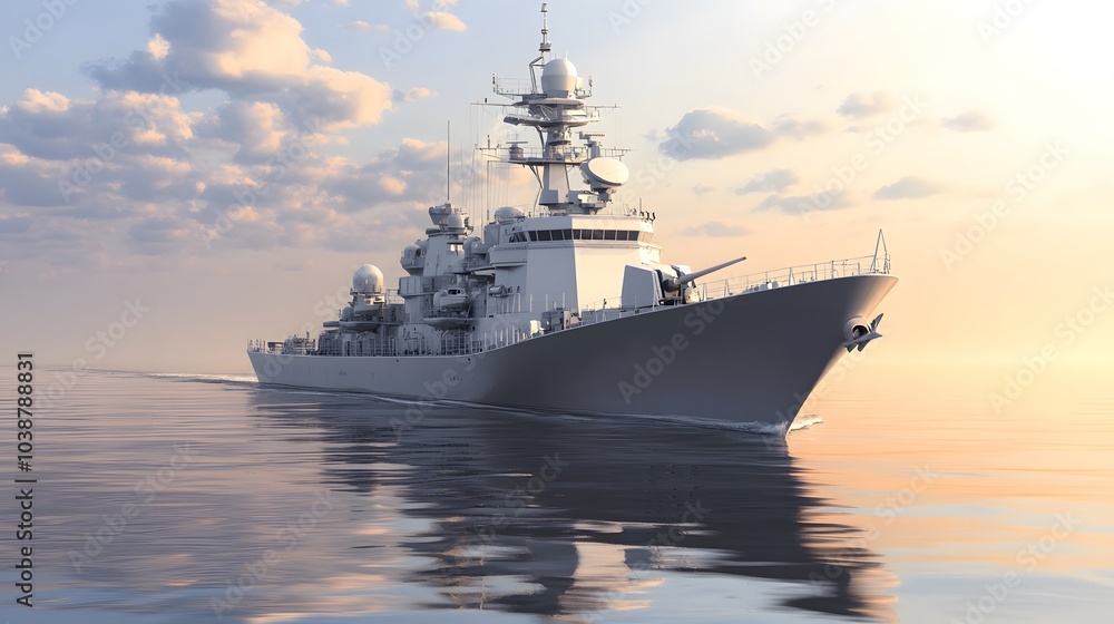 militaryship faced front view in calm sea militaryship faced front view in calm sea
