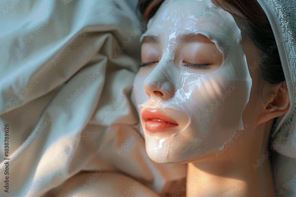 A woman with a white face mask on A woman with a white face mask on