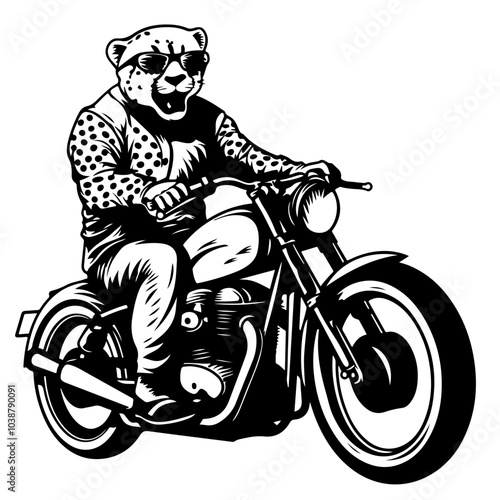 Cheetah Riding Motorcycle