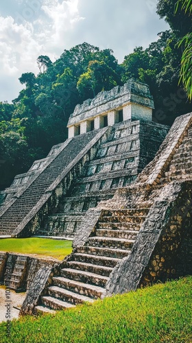 Majestic Mayan Pyramid Overlooking Lush Jungle